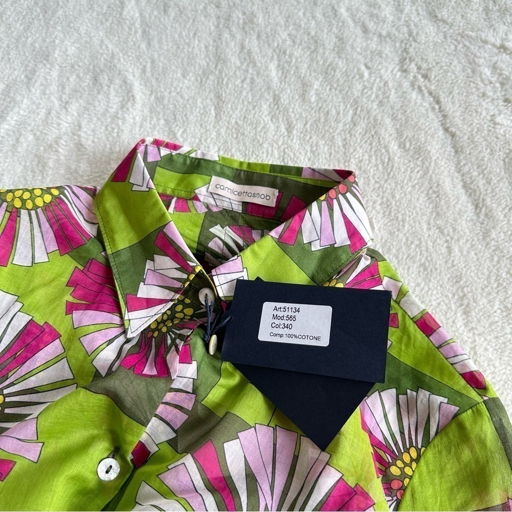 💥SALE💥 Camicettasnob NWT Cotton Floral Sheer Long Sleeve Shirt IT42 US S (6) - Picture 9 of 12